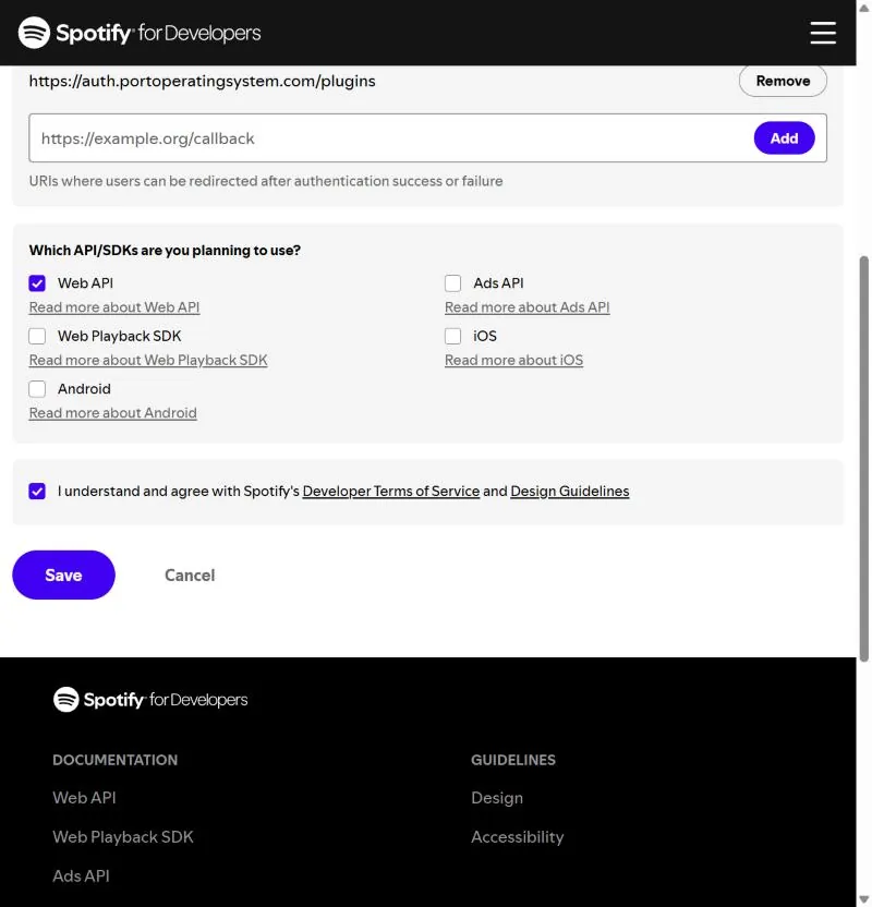 The terms checkbox ticked and the Save button